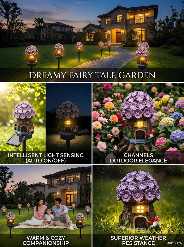 Luminous Storybook Fairy Houses – Solar-Powered Resin Garden Pathway Stakes (5 Styles)