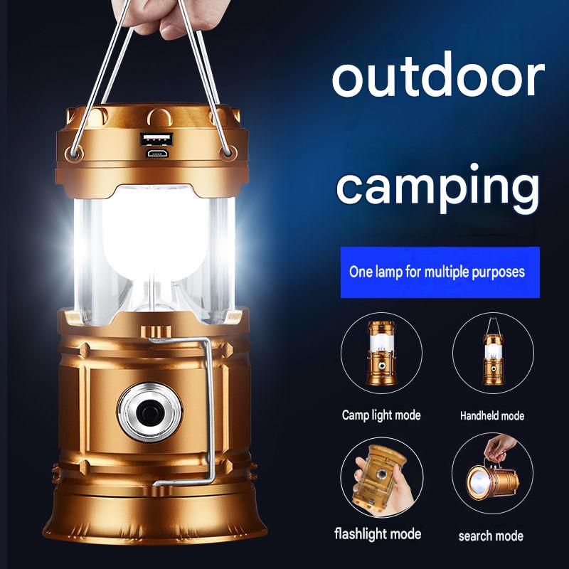 4-in-1 Collapsible Solar Camping Lantern – Pop-Up LED Tent Light, Flashlight & Emergency Power Bank