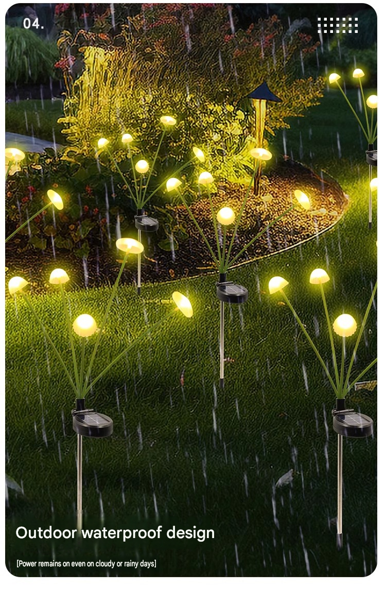 Luminous Swaying Mushroom Pathway Lights – Solar-Powered Firefly Garden Stakes (Set of 2)