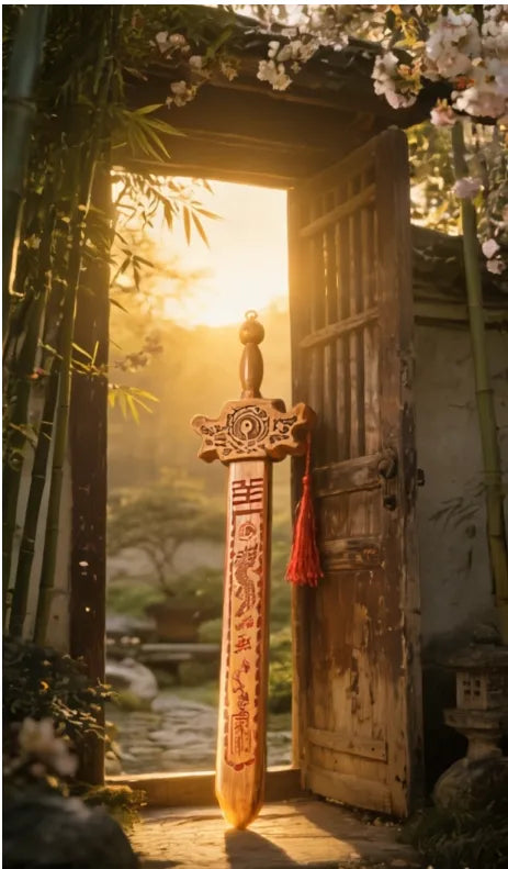 Chinese Peach Wood Sword – Oriental Feng Shui Garden Guardian Decoration