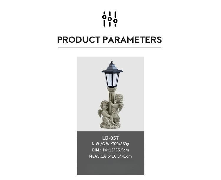 Cherubs at the Pillar – Solar Lantern Garden Statue & Roman Stone-Look Outdoor Decor (14" Tall)