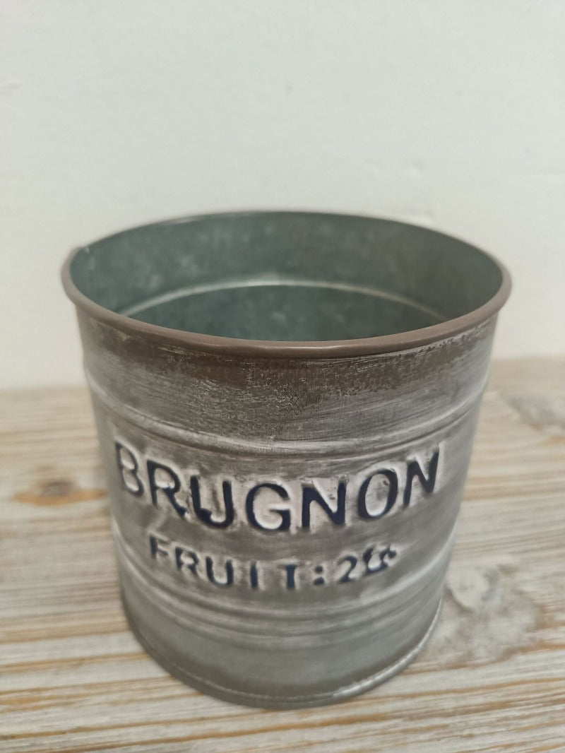 Vintage French Country "Brugnon Fruit" Metal Planters (Set of 2)