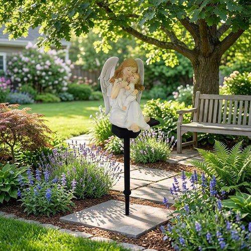 Luminous Guardian Angel Solar Stakes – Hand-Painted Resin Memorial & Garden Lights (4 Styles)