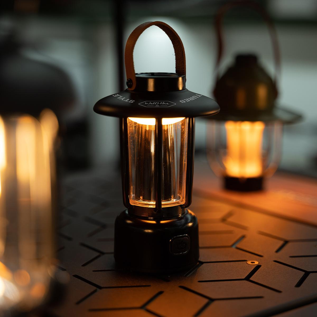 Retro Camping Lantern Warm Ambient Light USB Rechargeable Cafe Table Lamp