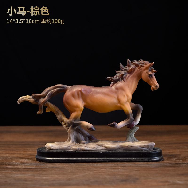 Golden Horse Resin Statue Luxury Tabletop Decor Figurine for Home & Office