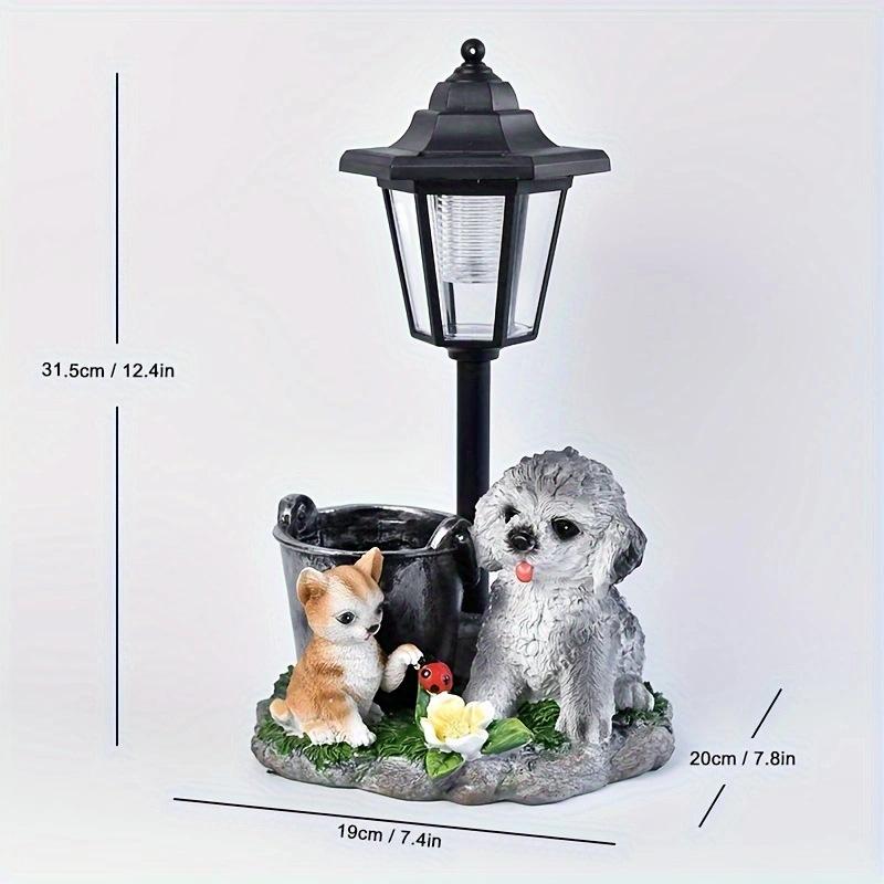 Storybook Solar Animal Garden Statues – Hand-Painted Resin Sculptures with Auto-Charging LED Lanterns