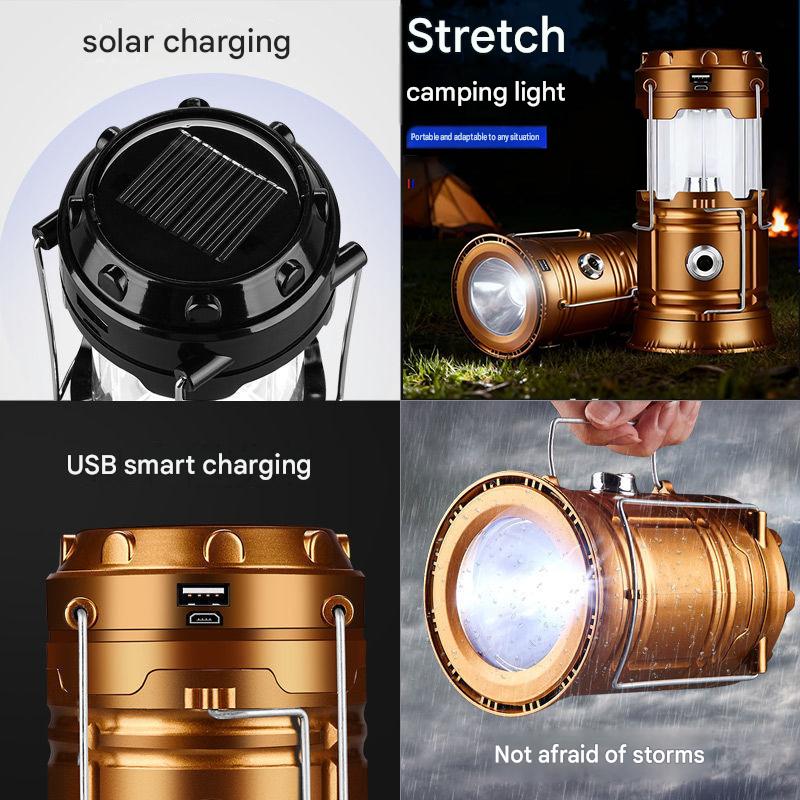 4-in-1 Collapsible Solar Camping Lantern – Pop-Up LED Tent Light, Flashlight & Emergency Power Bank