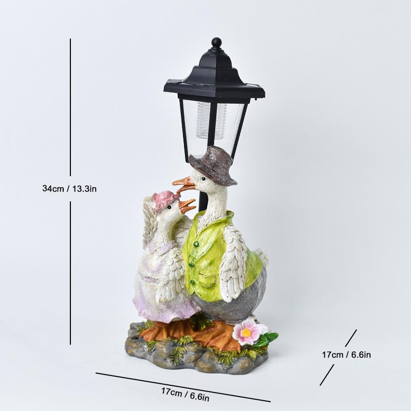 Storybook Solar Animal Garden Statues – Hand-Painted Resin Sculptures with Auto-Charging LED Lanterns
