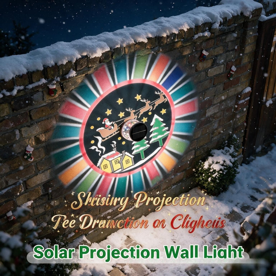 Luminous Holiday Silhouettes – Solar Christmas Projection Wall Light (3 Styles)