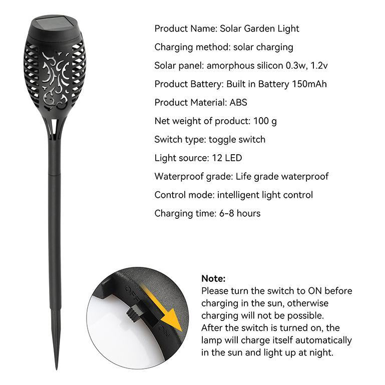 Solar Flickering Flame Torch Lights – Waterproof LED Garden Pathway Stakes