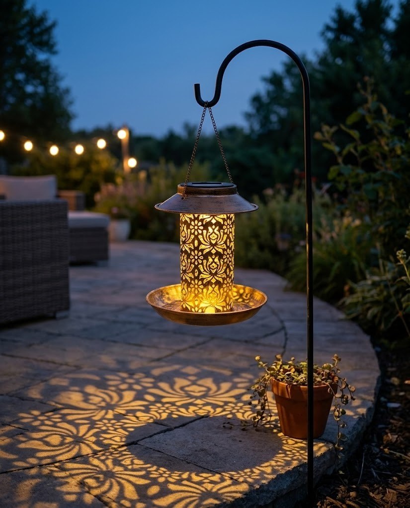 Luminous Solar Bird Feeder – Vintage Bronze Hanging Lantern & Wild Bird Station