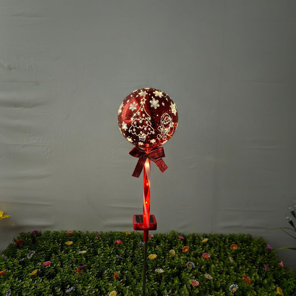 Luminous Holiday Greeting – Solar Candy Cane & "Merry Christmas" Sphere Stakes (Set of 2)