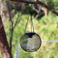 Solar Hanging Globe Lantern – Rustic Iron Mesh Outdoor Light with Vintage Edison Bulb
