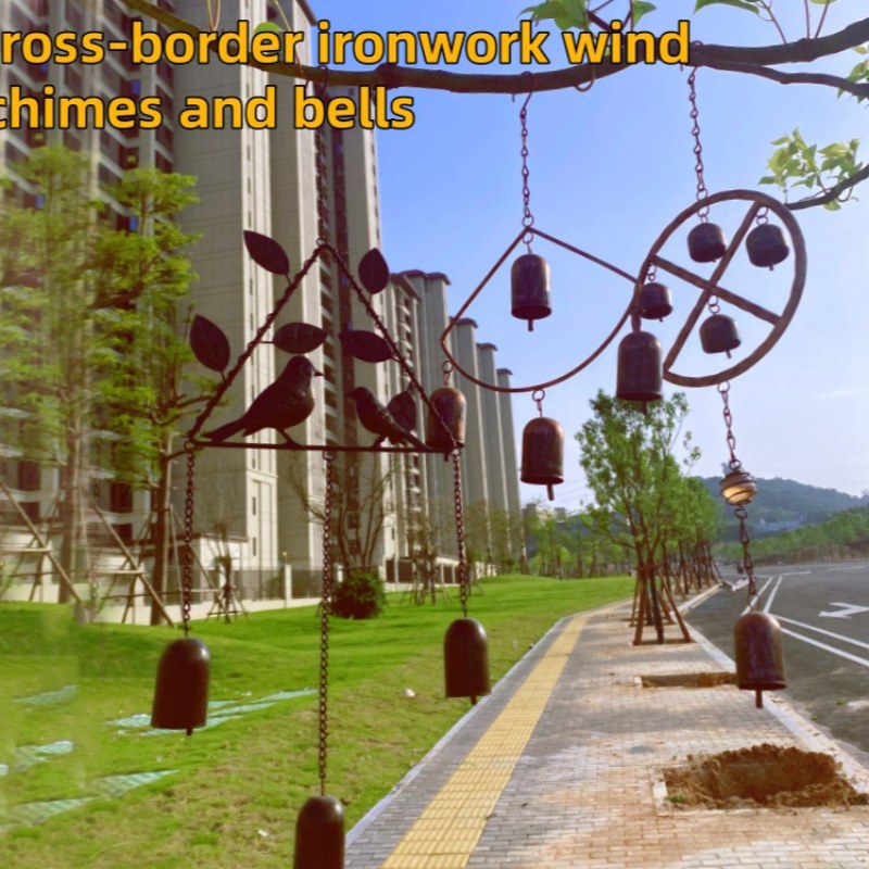 Campanillas de viento geométricas de bronce con colgantes de campana para colgar al aire libre