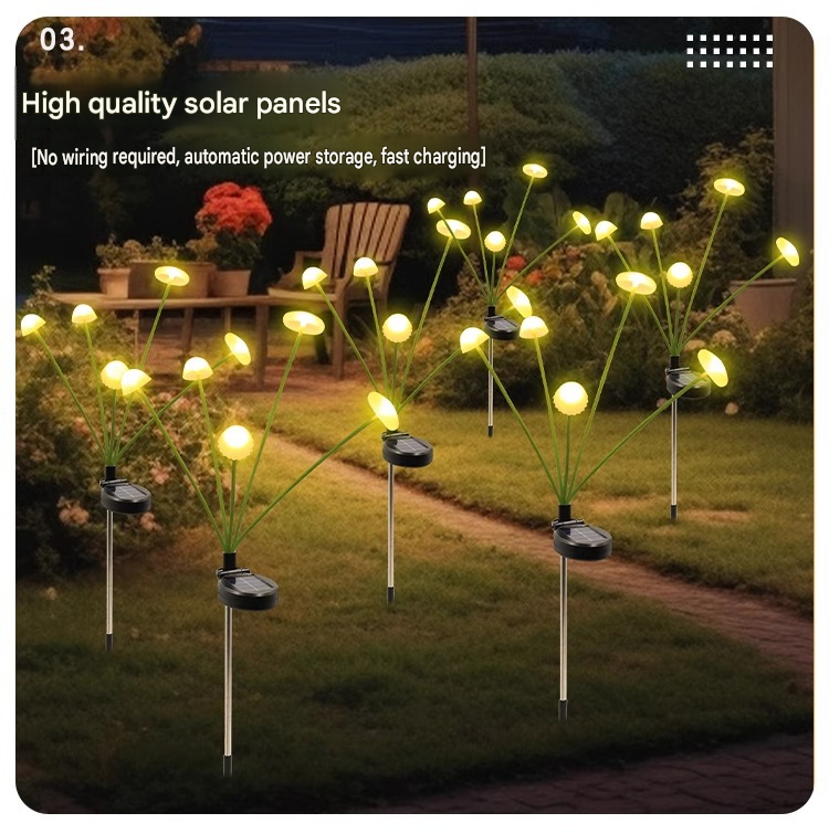 Luminous Swaying Mushroom Pathway Lights – Solar-Powered Firefly Garden Stakes (Set of 2)