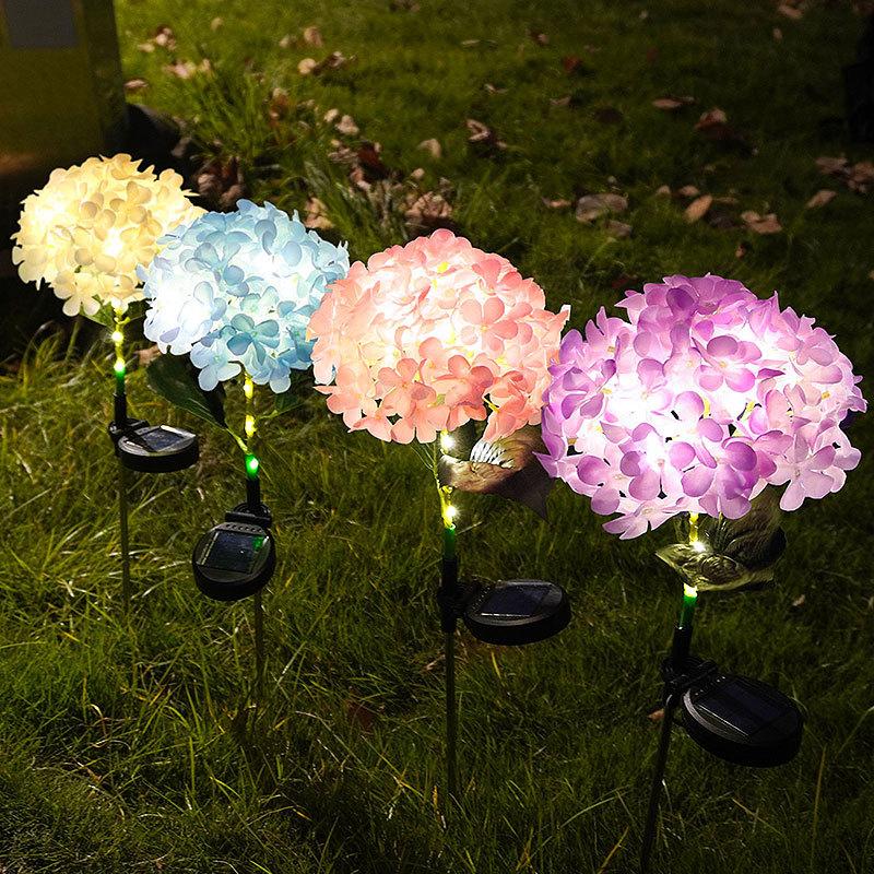Luminous Hydrangea Solar Pathway Lights – Waterproof Blooming Flower Garden Stakes Courtyard Decoration