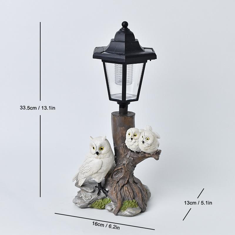 Storybook Solar Animal Garden Statues – Hand-Painted Resin Sculptures with Auto-Charging LED Lanterns