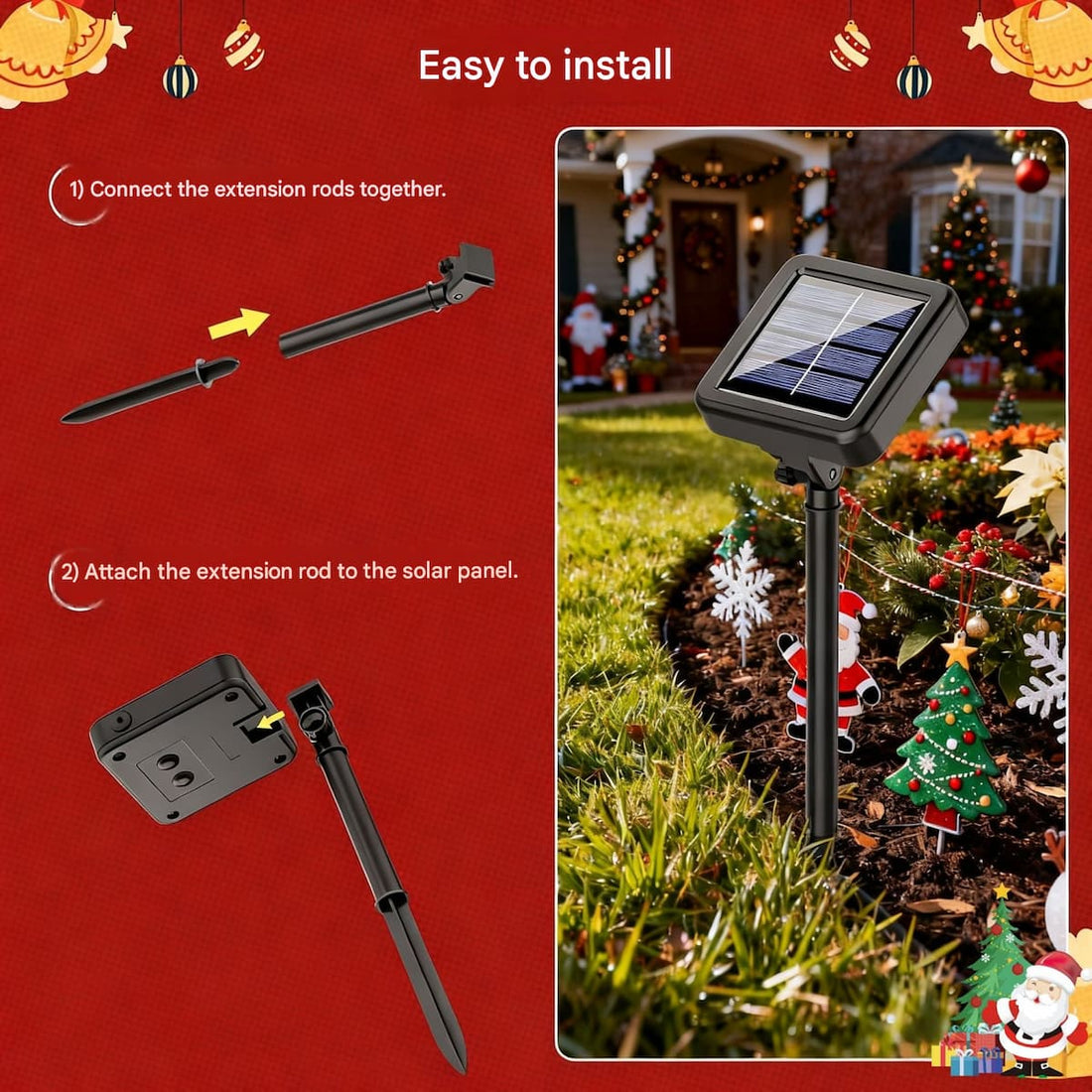 Luminous Holiday Greeting – Solar Candy Cane & "Merry Christmas" Sphere Stakes (Set of 2)
