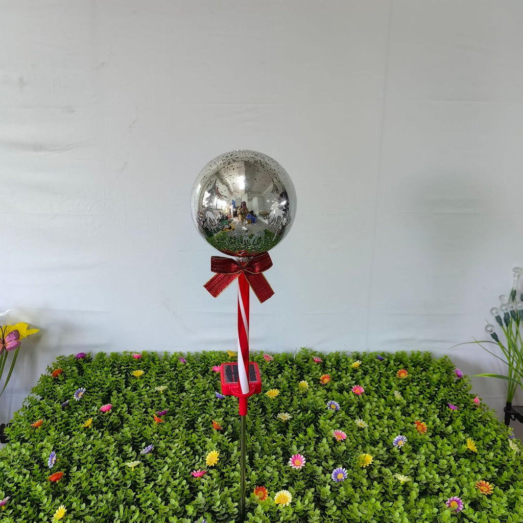 Luminous Holiday Greeting – Solar Candy Cane & "Merry Christmas" Sphere Stakes (Set of 2)