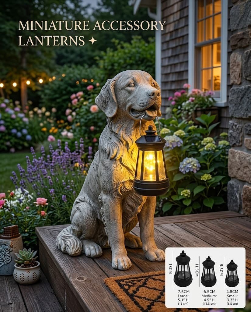 Miniature Solar Hanging Lantern – Replacement Garden Statue Light & Fairy Decor (3 Sizes)