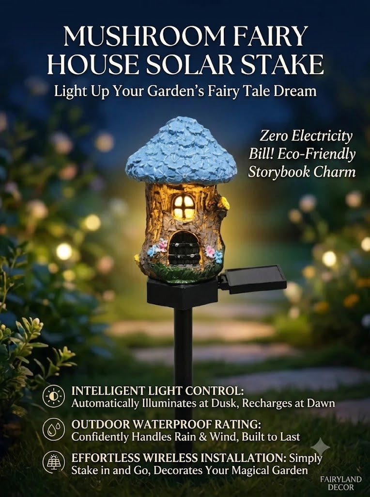 Luminous Storybook Fairy Houses – Solar-Powered Resin Garden Pathway Stakes (5 Styles)
