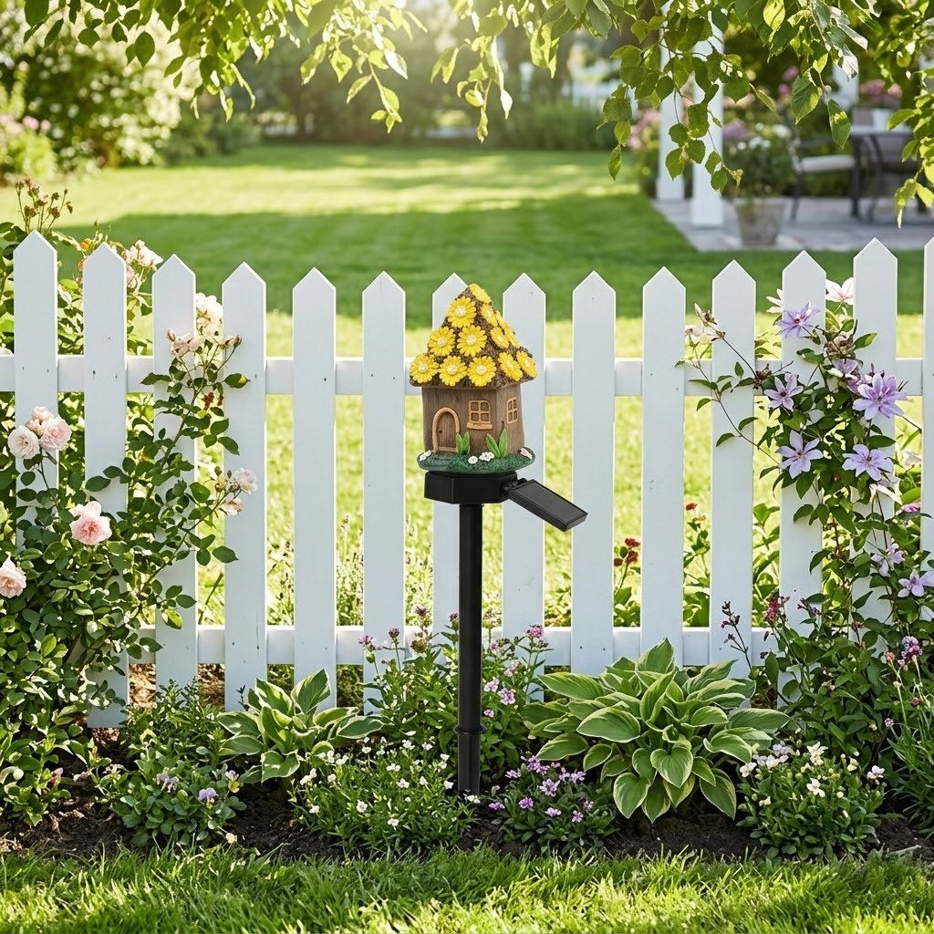 Luminous Storybook Fairy Houses – Solar-Powered Resin Garden Pathway Stakes (6 Styles)