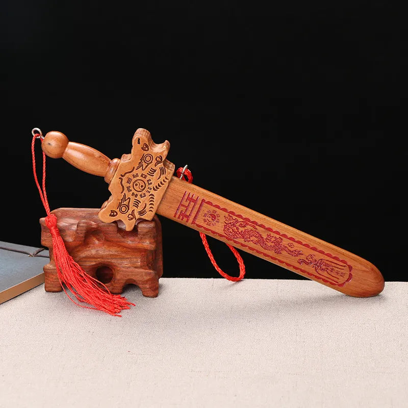 Chinese Peach Wood Sword – Oriental Feng Shui Garden Guardian Decoration
