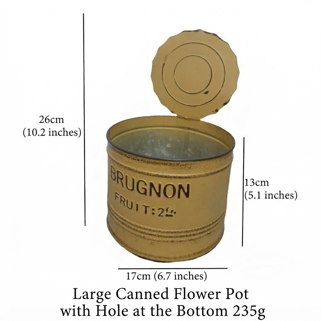 Vintage French Fruit Tin Can Planter Set (Set of 2) – Rustic Metal Garden Pots
