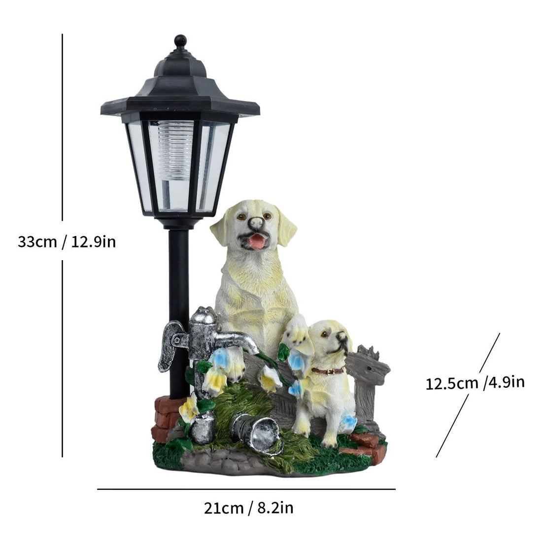 Storybook Solar Animal Garden Statues – Hand-Painted Resin Sculptures with Auto-Charging LED Lanterns
