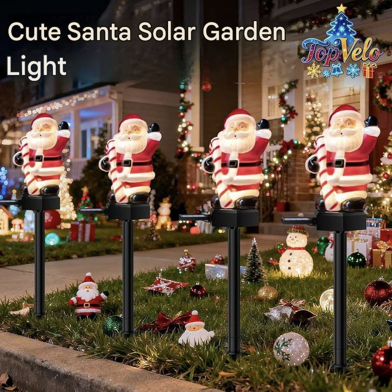 Luminous Retro Christmas Friends – 3D Glowing Solar Pathway Stakes (Set of 2)