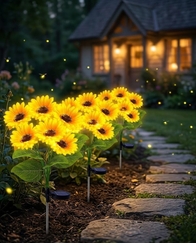 Luminous Solar Sunflower Pathway Lights – Waterproof Blooming Garden Stakes (Set of 2)