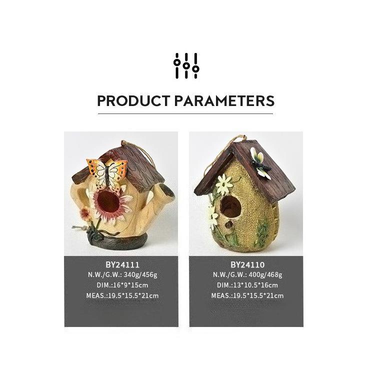 Whimsical Woodland Birdhouse Ornament – Hand-Painted Rustic Hanging Garden Decor