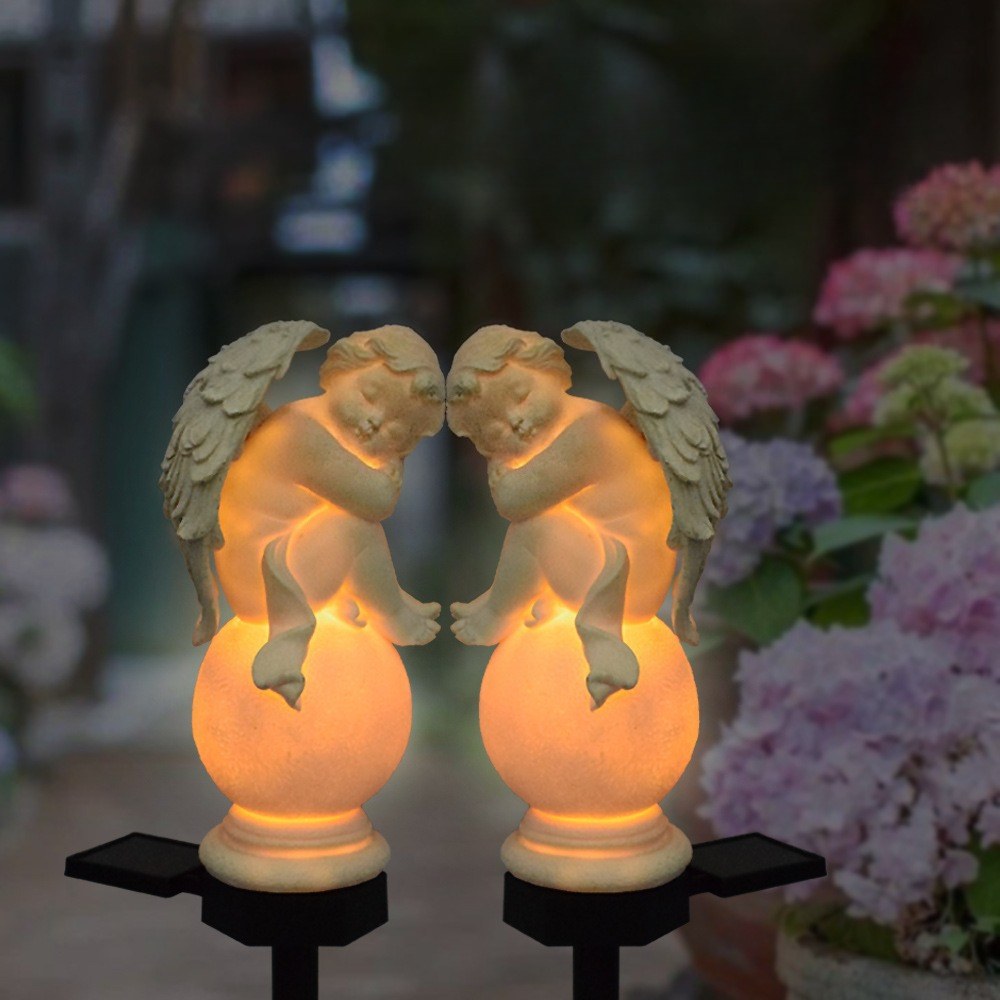 Luminous Guardian Angel Solar Stakes – Hand-Painted Resin Memorial & Garden Lights (4 Styles)