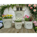 Vintage French Country Metal Planter Set of 4 – Rustic "Enchanté" Collection