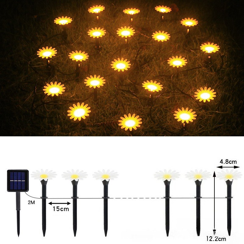 Luminous Solar Sunflower String Lights – Waterproof Pathway Garden Stakes (8 Lighting Modes)