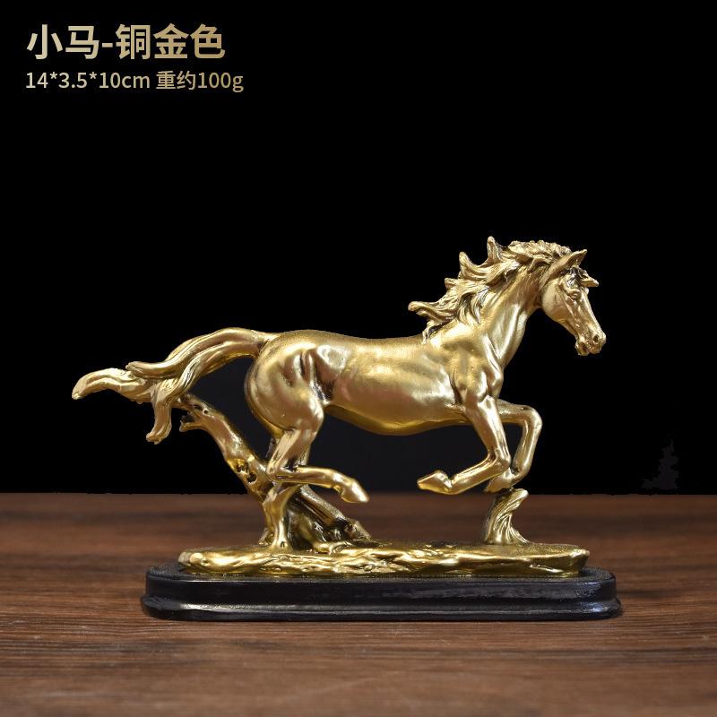 Golden Horse Resin Statue Luxury Tabletop Decor Figurine for Home & Office