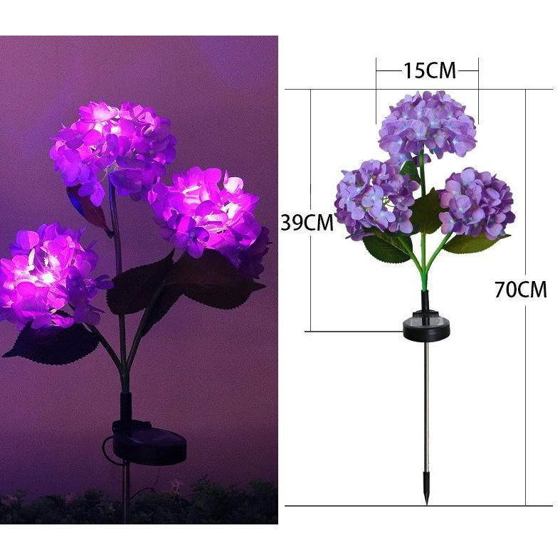 Luminous Hydrangea Solar Pathway Lights – Waterproof Blooming Flower Garden Stakes Courtyard Decoration