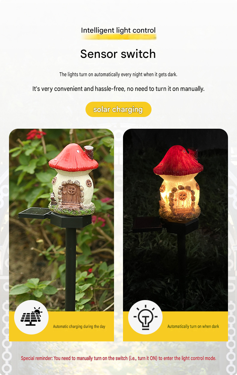 Luminous Storybook Fairy Houses – Solar-Powered Resin Garden Pathway Stakes (6 Styles)