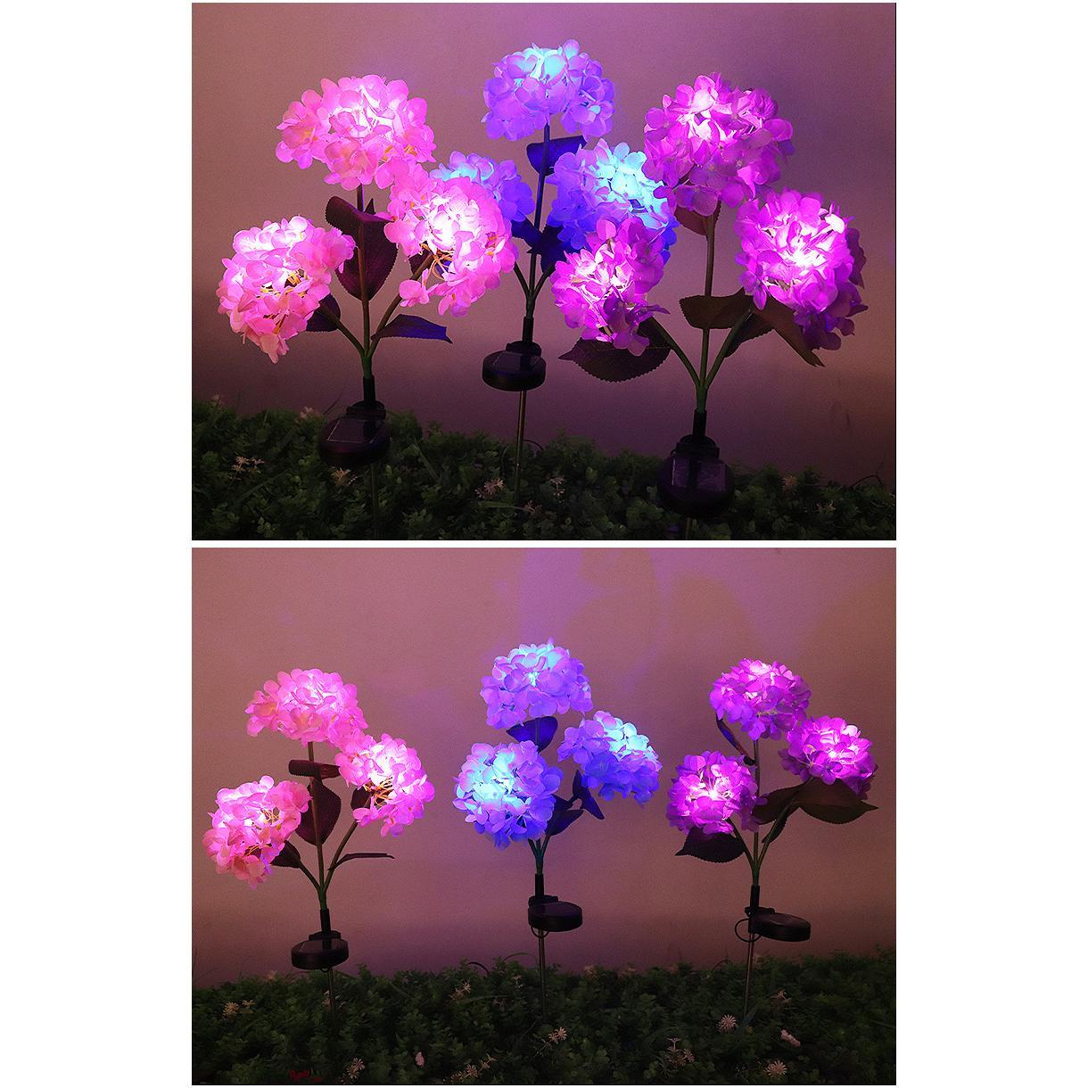 Luminous Hydrangea Solar Pathway Lights – Waterproof Blooming Flower Garden Stakes Courtyard Decoration