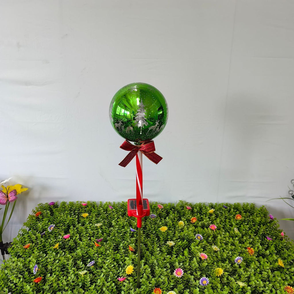 Luminous Holiday Greeting – Solar Candy Cane & "Merry Christmas" Sphere Stakes (Set of 2)