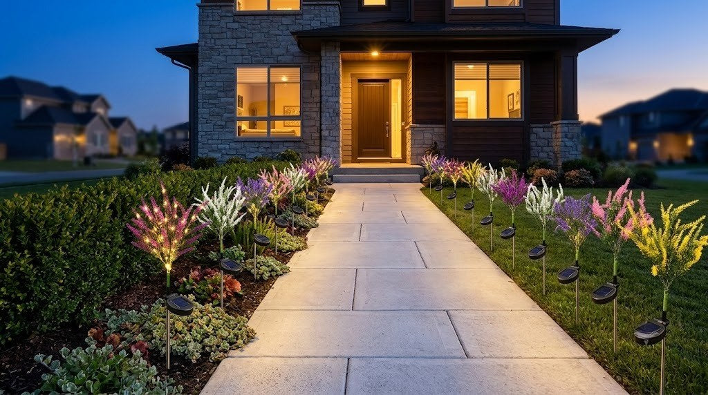 Luminous Solar Lavender & Heather Pathway Lights – Waterproof Glowing Garden Stakes (Set of 2)