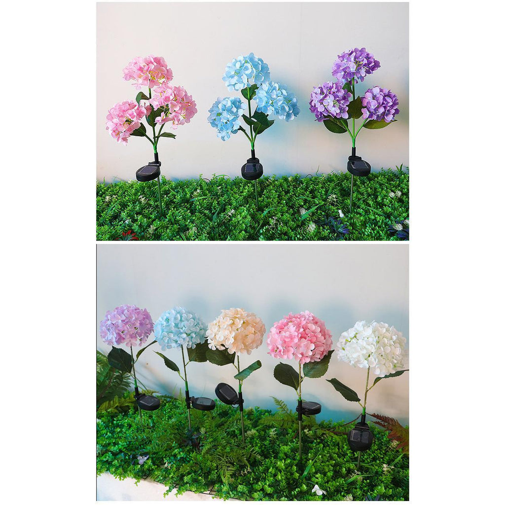 Luminous Hydrangea Solar Pathway Lights – Waterproof Blooming Flower Garden Stakes Courtyard Decoration