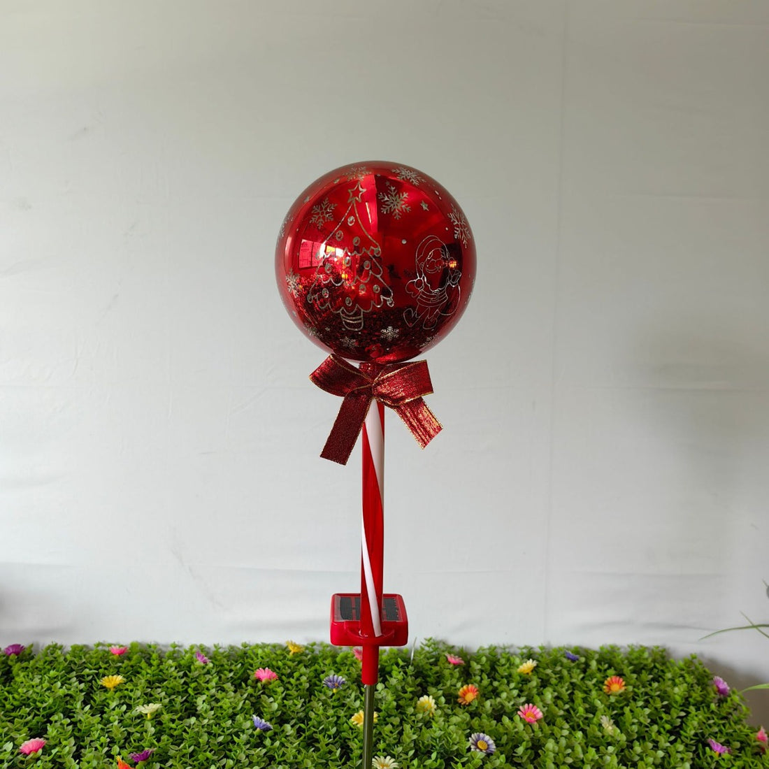 Luminous Holiday Greeting – Solar Candy Cane & "Merry Christmas" Sphere Stakes (Set of 2)