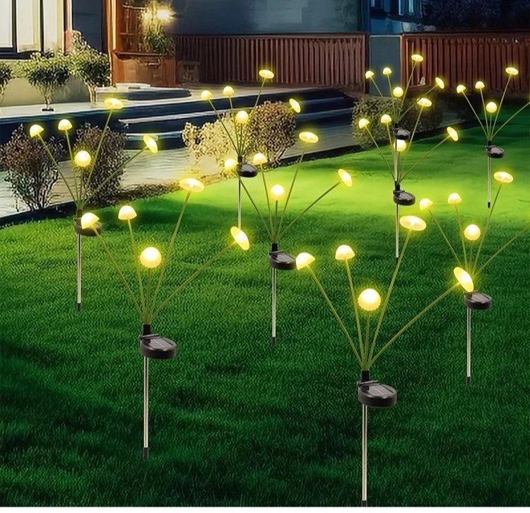 Luminous Swaying Mushroom Pathway Lights – Solar-Powered Firefly Garden Stakes (Set of 2)