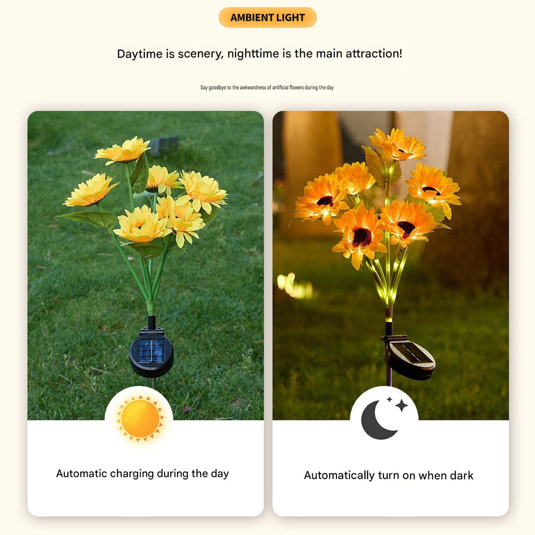 Luminous Solar Sunflower Pathway Lights – Waterproof Blooming Garden Stakes (Set of 2)