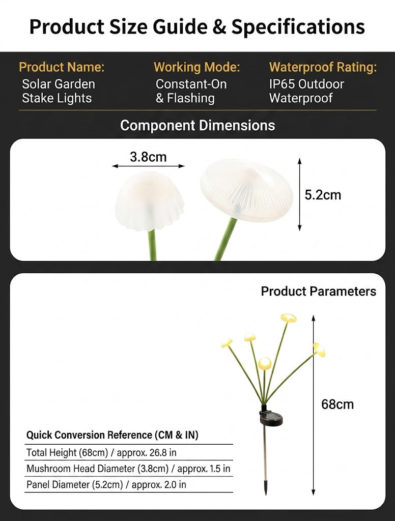 Luminous Swaying Mushroom Pathway Lights – Solar-Powered Firefly Garden Stakes (Set of 2)