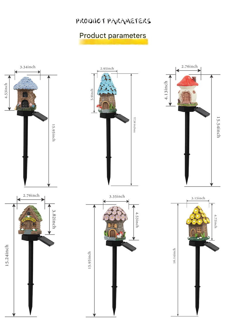 Luminous Storybook Fairy Houses – Solar-Powered Resin Garden Pathway Stakes (6 Styles)
