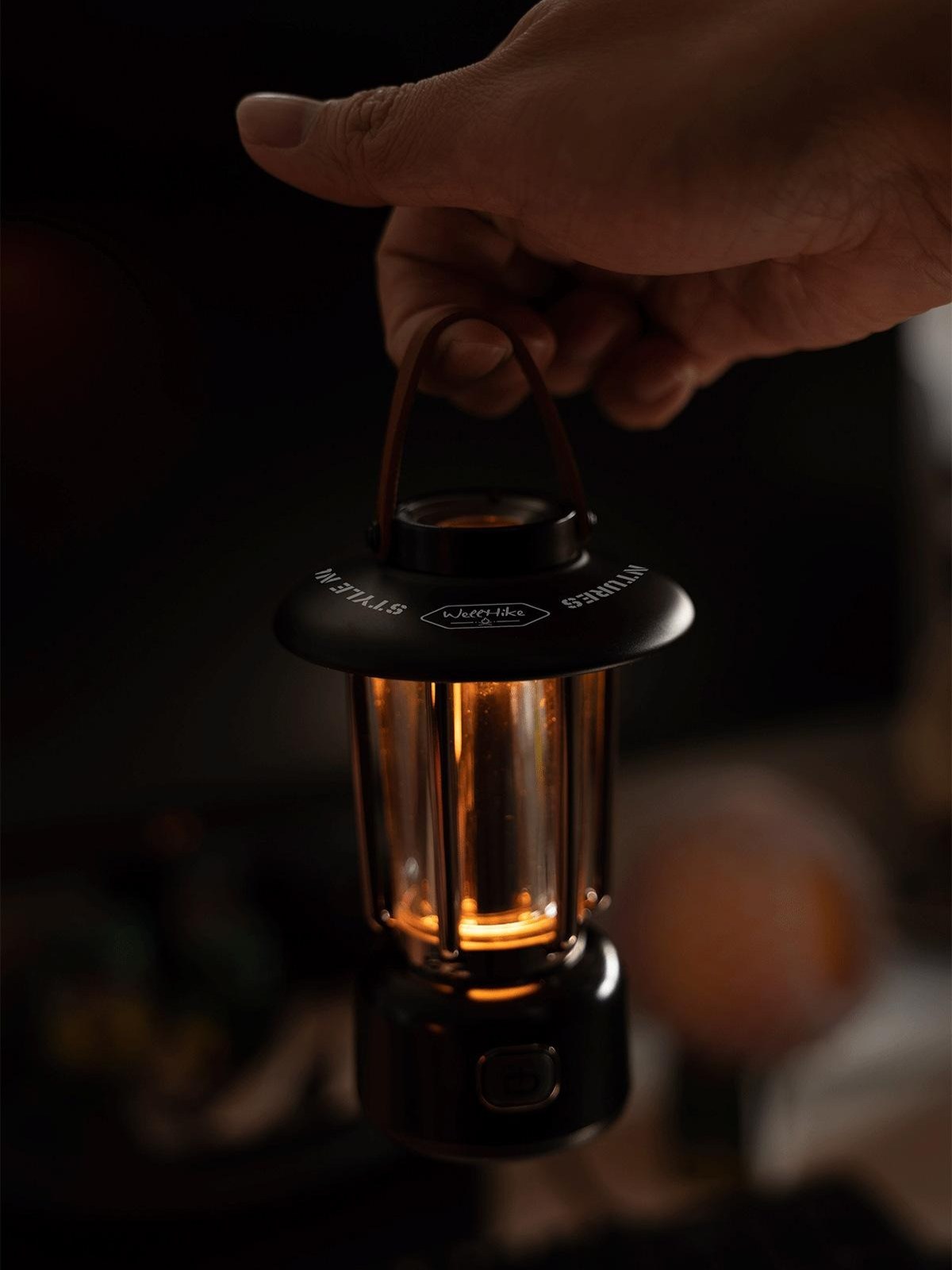 Retro Camping Lantern Warm Ambient Light USB Rechargeable Cafe Table Lamp
