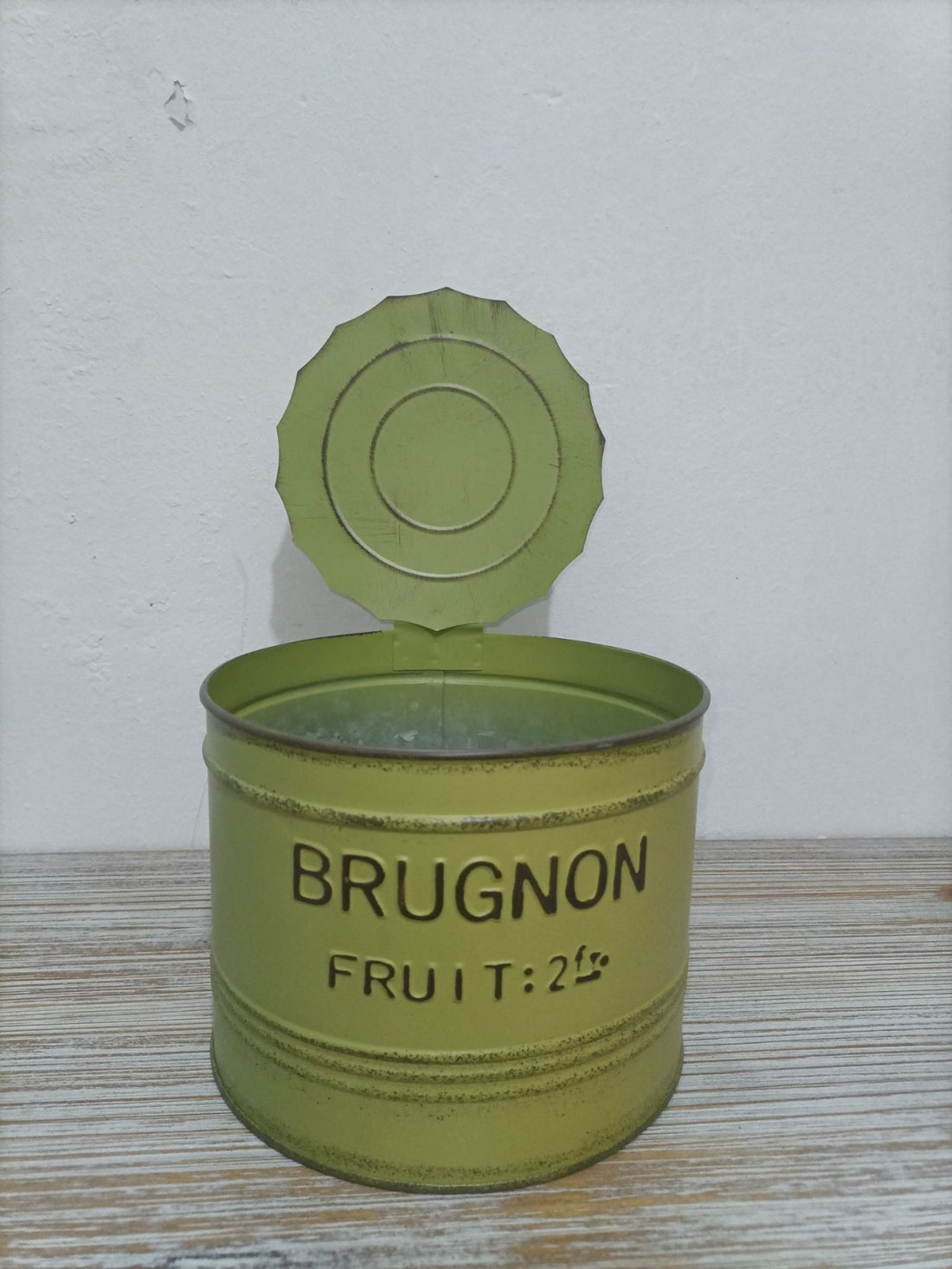 Vintage French Fruit Tin Can Planter Set (Set of 2) – Rustic Metal Garden Pots