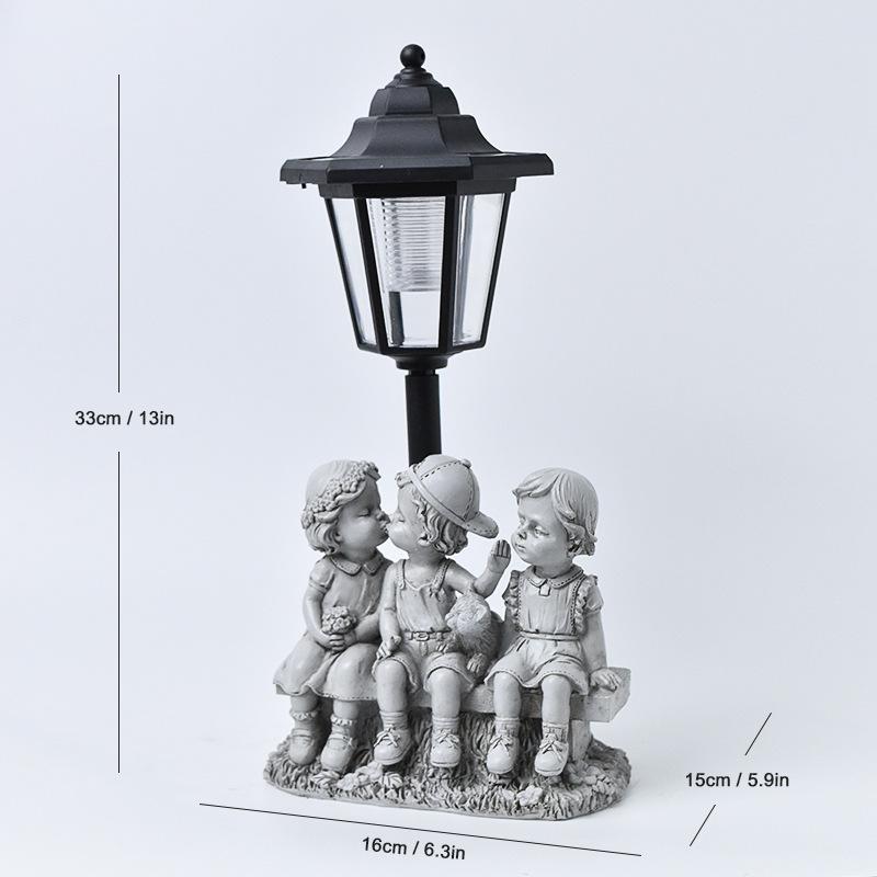 Storybook Solar Animal Garden Statues – Hand-Painted Resin Sculptures with Auto-Charging LED Lanterns